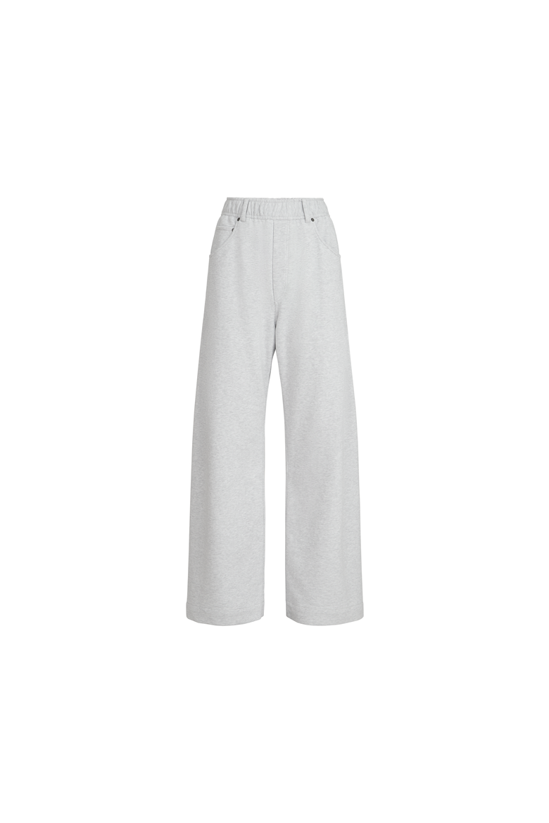 Cotton smooth French terry trousers, Alternate, color, Silver