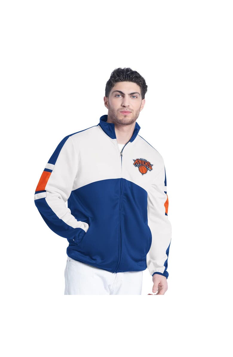 G-III SPORTS BY CARL BANKS Men's G-III Sports by Carl Banks Blue/White New York Knicks Back Field Full-Zip Track Jacket, Alternate, color, Blue