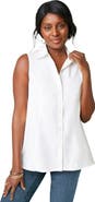 Jessica London Stretch Cotton Poplin Sleeveless Shirt