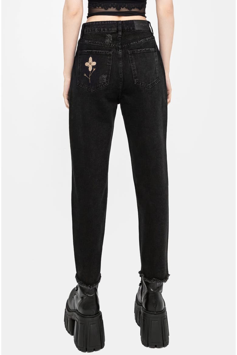 Griffinfly Distressed Denim Mom Jeans, Alternate, color, Black