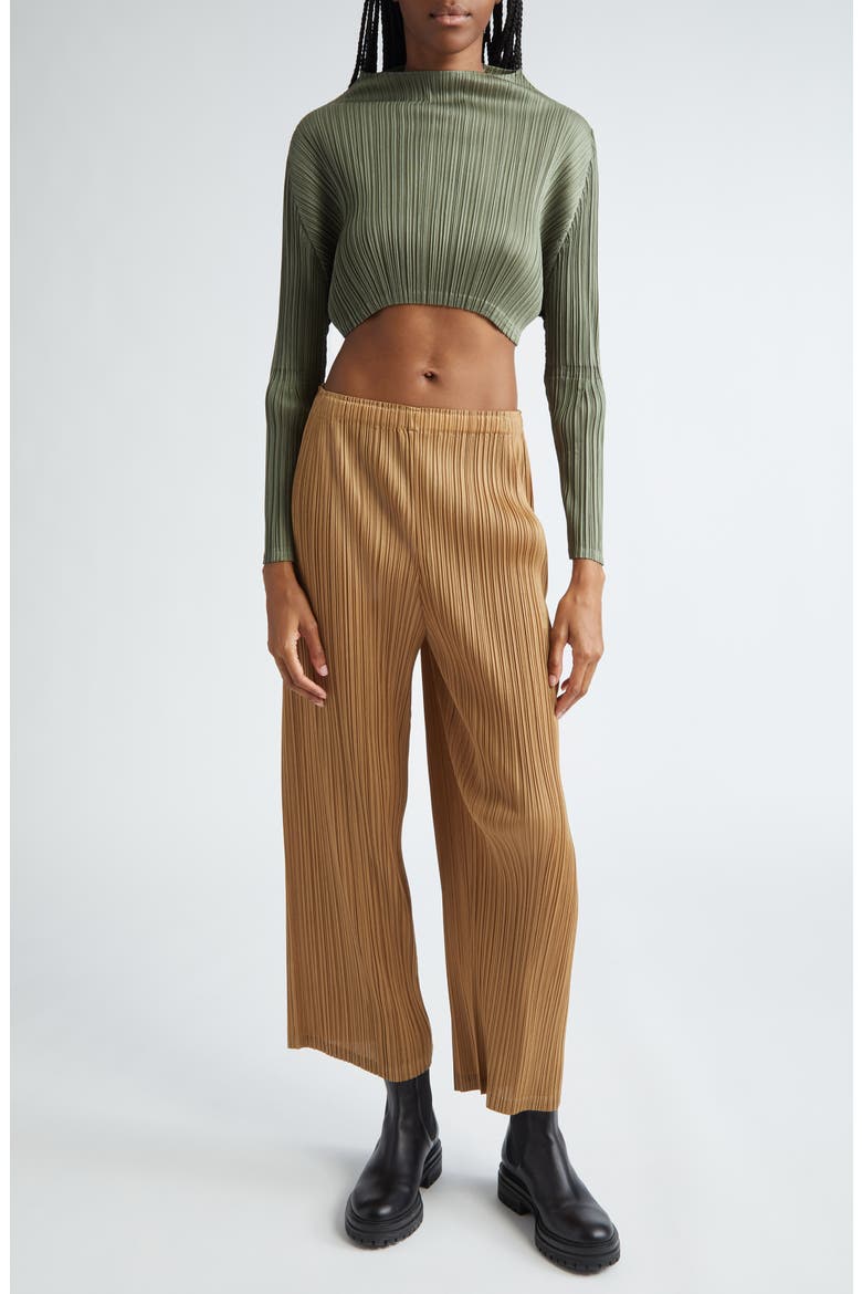 Monthly Colors December Pleated Crop Wide Leg Pants, Alternate, color, SAND BEIGE