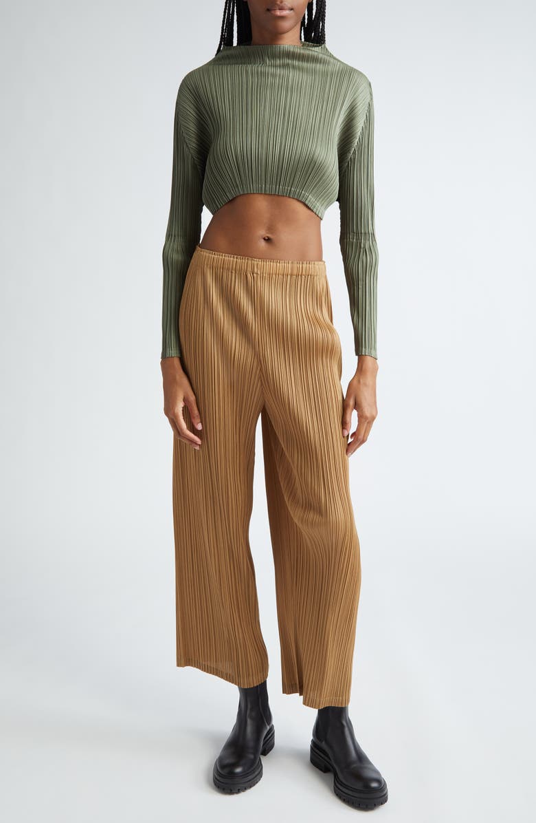 Pleats Please Issey Miyake Monthly Colors December Pleated Crop Wide Leg Pants, Alternate, color,