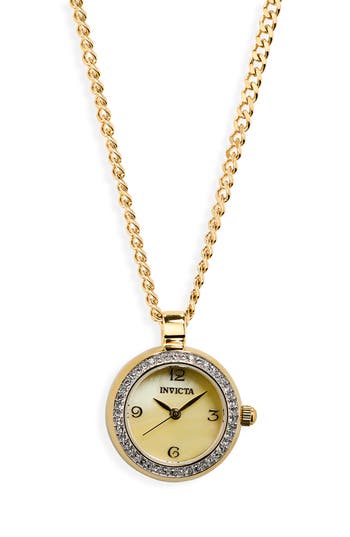 Invicta Mini Watch Pendant Necklace, 22.5mm In Gold