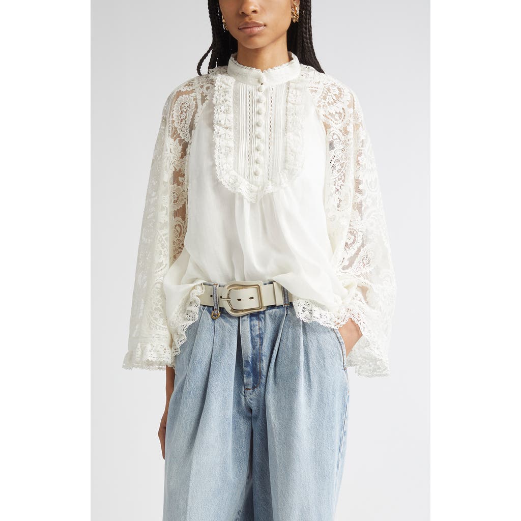 Zimmermann Ascension Lace Trim Tunic Top in Cream  product