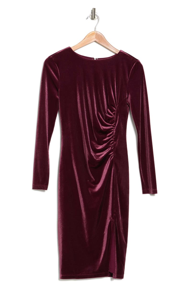 Love By Design Isla Velvet Front Slit Dress, Alternate, color, Raisin