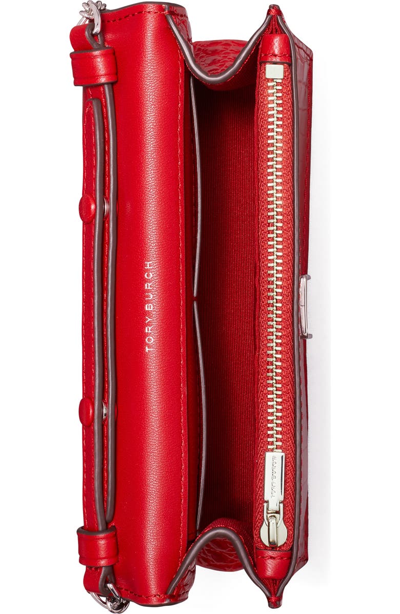 Tory Burch Mini Kira Croc Embossed Leather Top Handle Bag, Alternate, color, Red Sky