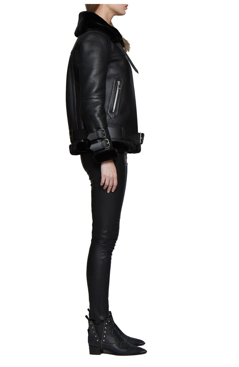 Walter Baker Whitney Faux Fur Trim & Leather Zip Jacket, Alternate, color,