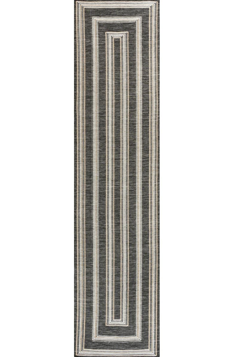 JONATHAN Y Argo Classic Nautical Mitre Stripe Reversible Machine-Washable Indoor/Outdoor Area Rug, Alternate, color, Black/Cream