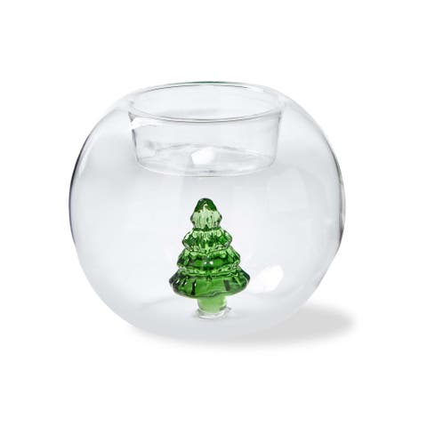 Tree Globe Tealight Holder Clear Glass Candle Decor