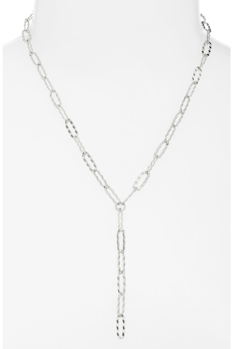 Hammered Paper Clip Chain Y-Necklace, Alternate, color, SILVER