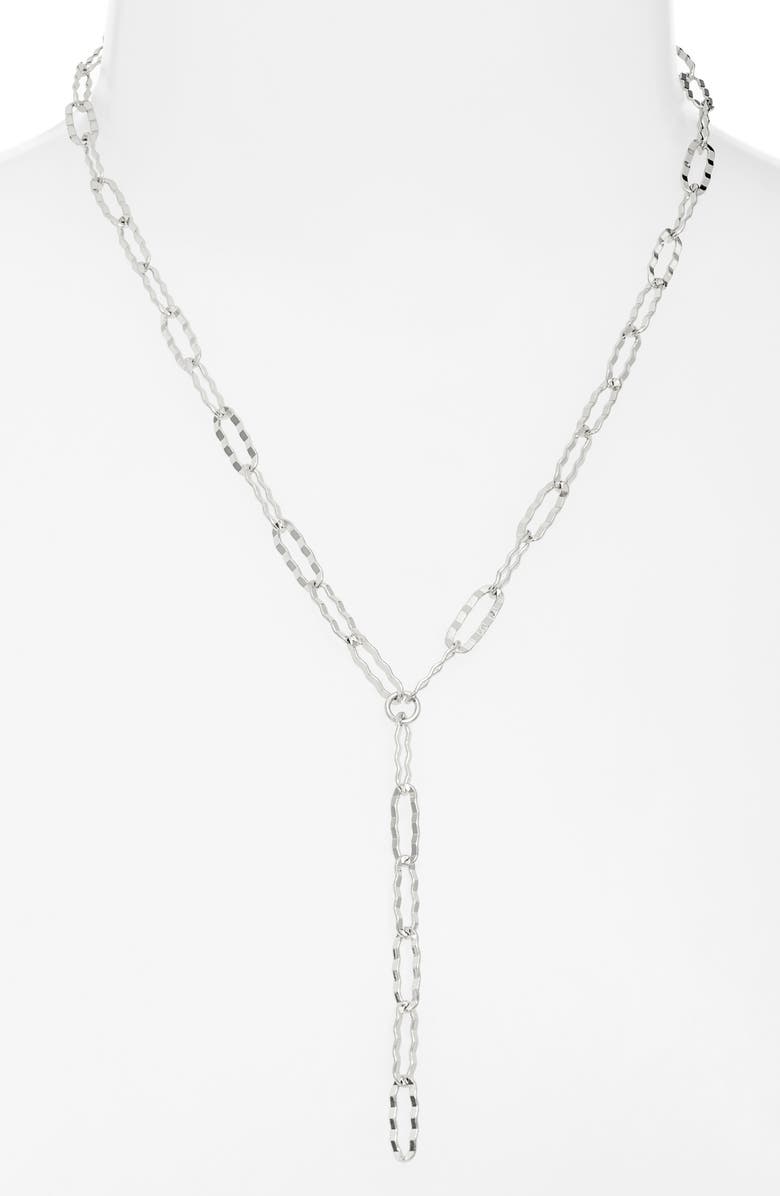 Nordstrom Hammered Paper Clip Chain Y-Necklace, Alternate, color, Silver