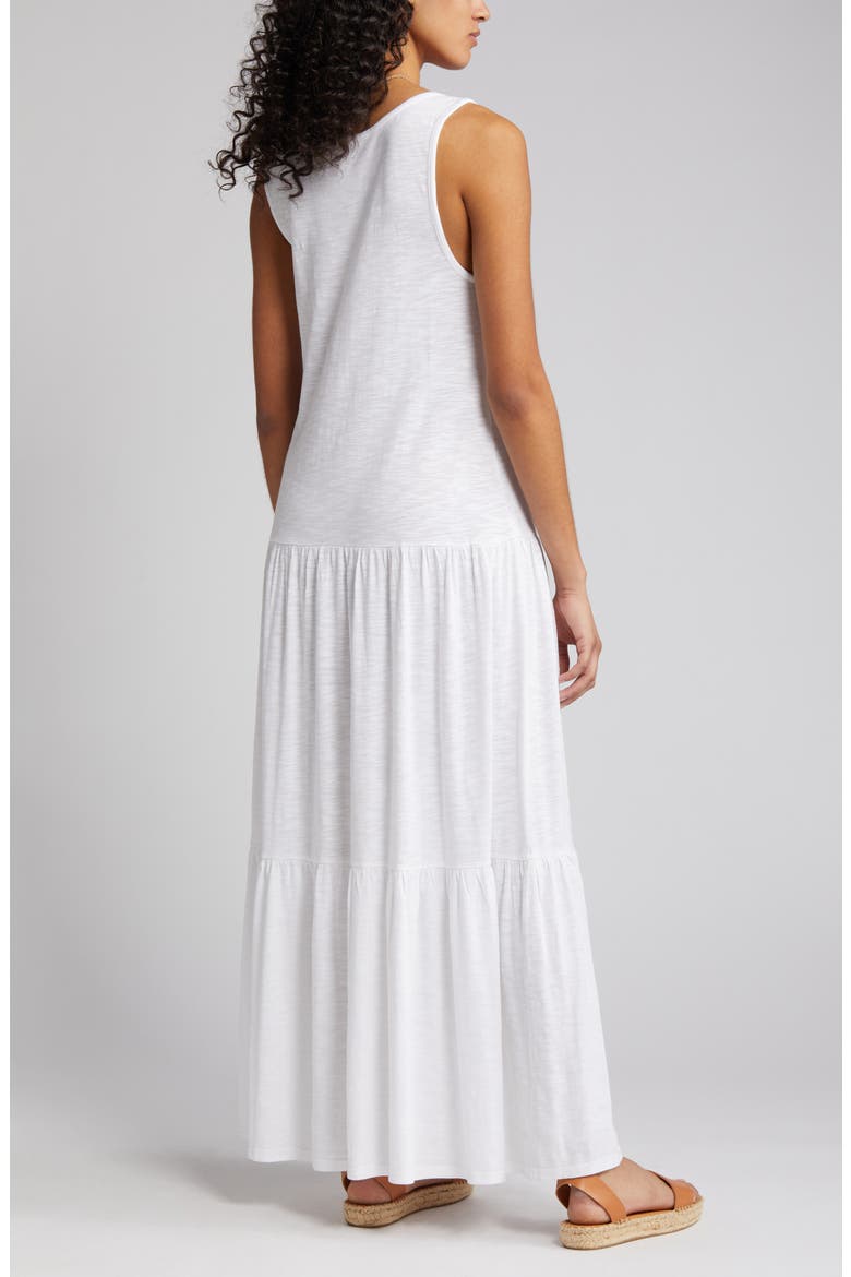 Scoop Neck Tiered Maxi Dress, Alternate, color, WHITE
