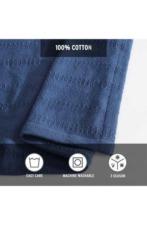 Eddie Bauer Variegated Weave Stripe Cotton Blanket In Dark Blue
