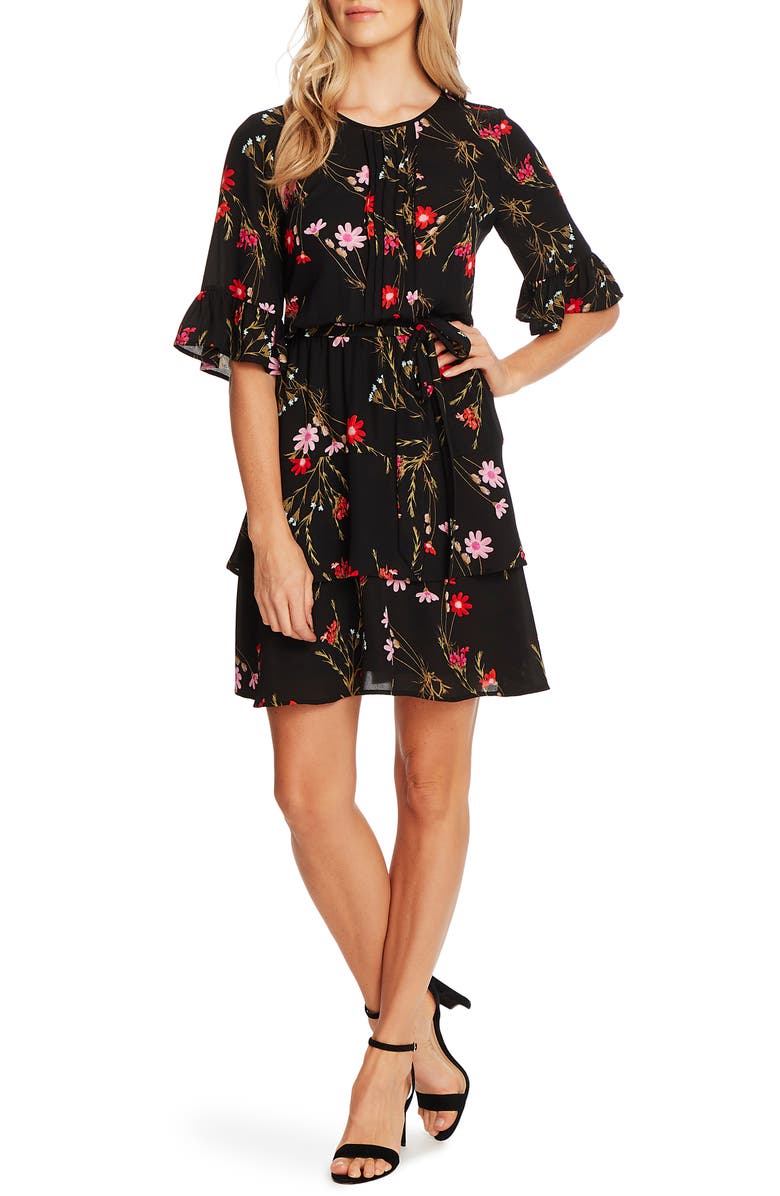 CeCe Enchanted Wildflower Ruffle Fit & Flare Dress, Main, color, 