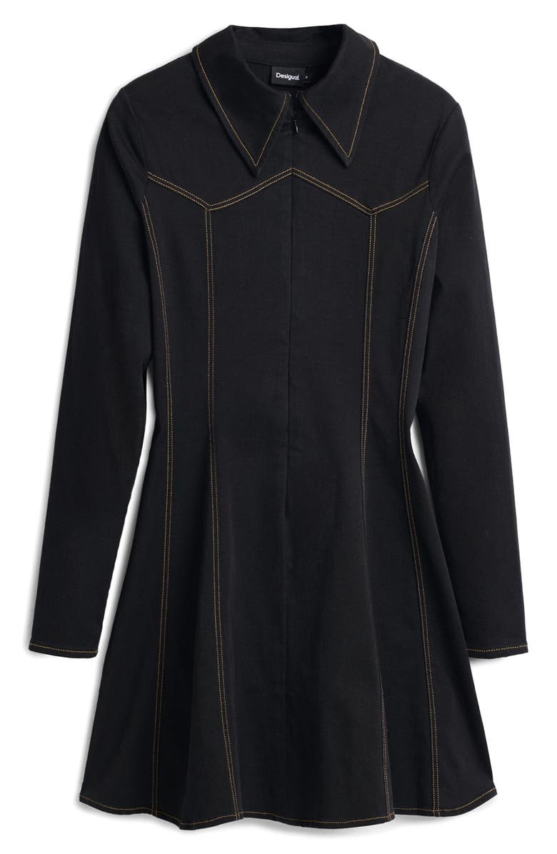 Desigual Long Sleeve Fit & Flare Minidress, Alternate, color, Black