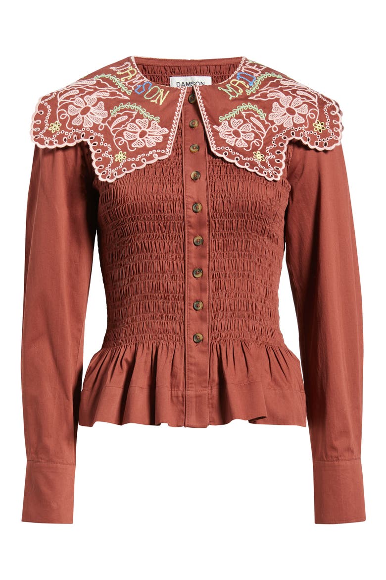 Fern Embroidered Top, Alternate, color, RUST