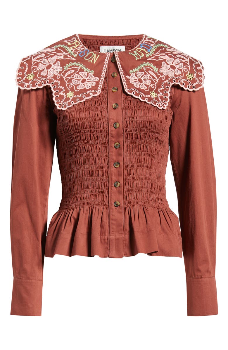 Damson Madder Fern Embroidered Top, Alternate, color, Rust