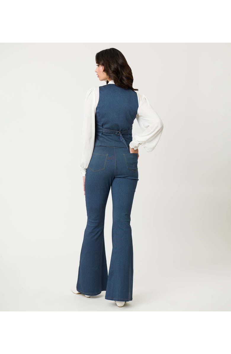 Unique Vintage 1970s Flare Pants, Alternate, color, Dark Denim Blue