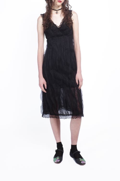 Anna Sui Black Lace Combo Sleeveless Lace Dress In Black