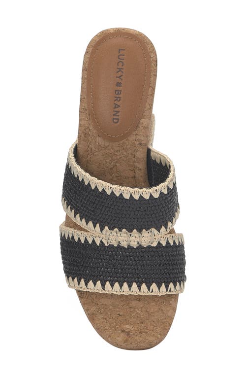 Lucky Brand Vickta Raffia Platform Wedge In Black