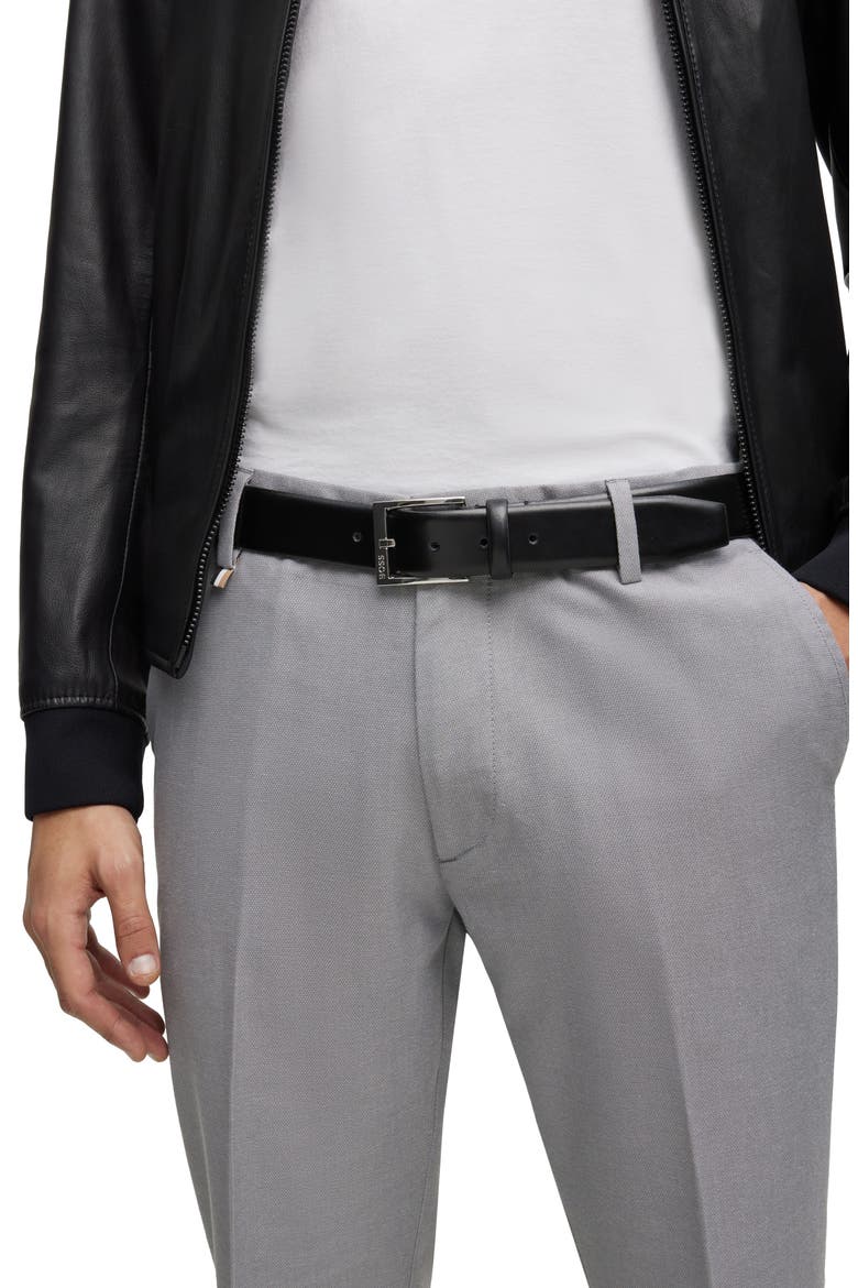 Elloy Leather Belt, Alternate, color, BLACK