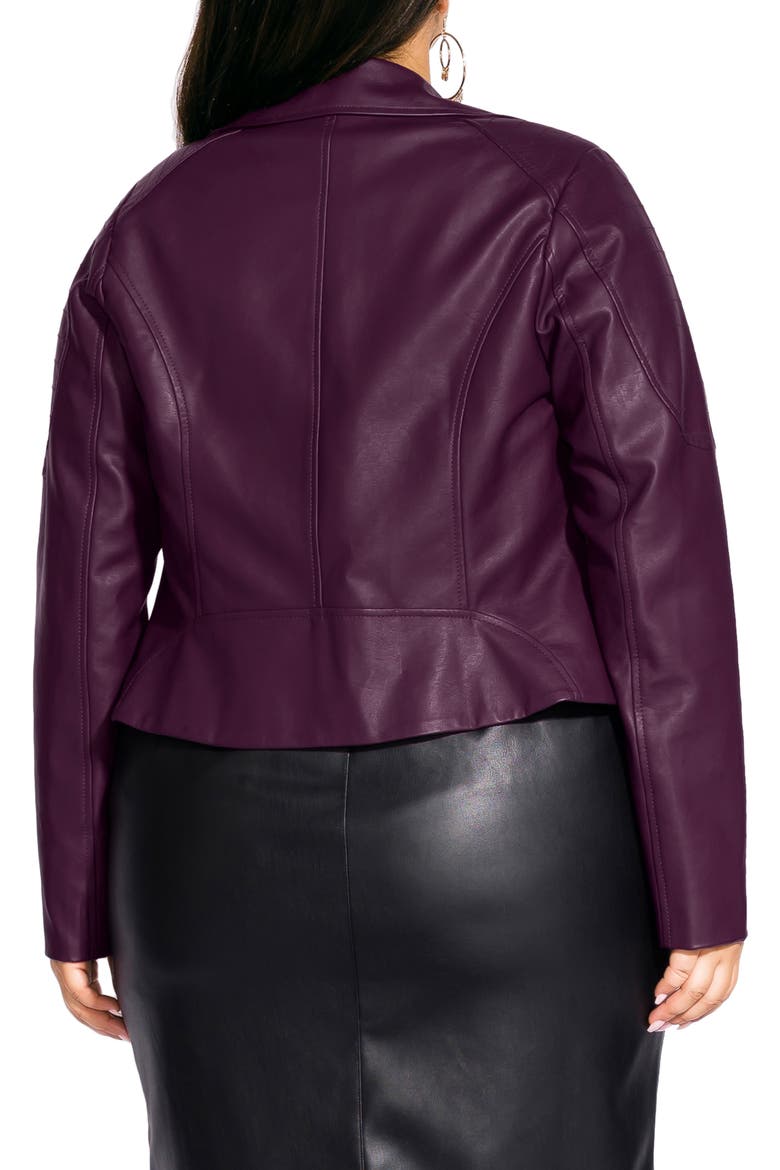 Faux Leather Biker Jacket, Alternate, color, CABERNET