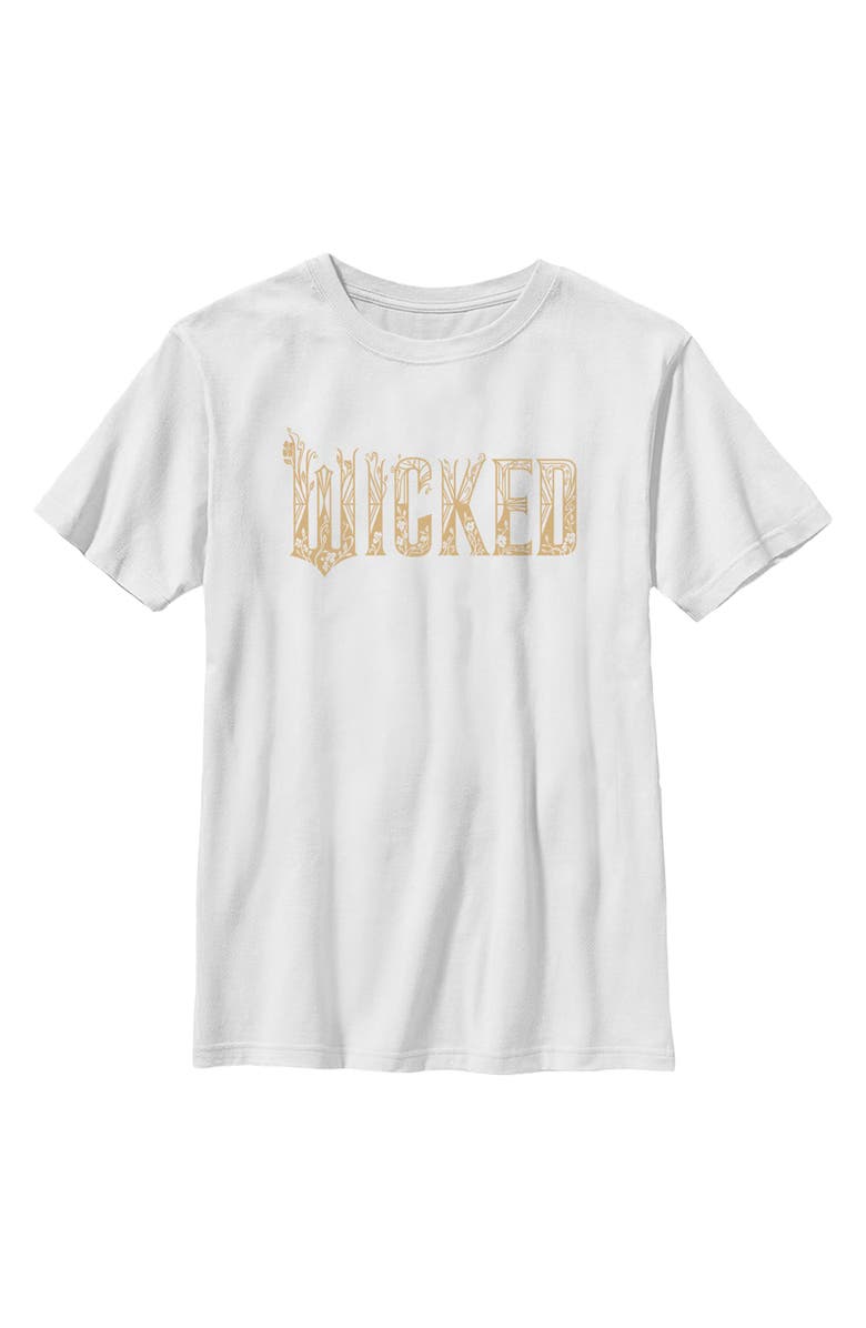 Wicked: For Good Boy's Wicked For Good Official Floral Logo  Graphic T-Shirt, Main, color, White