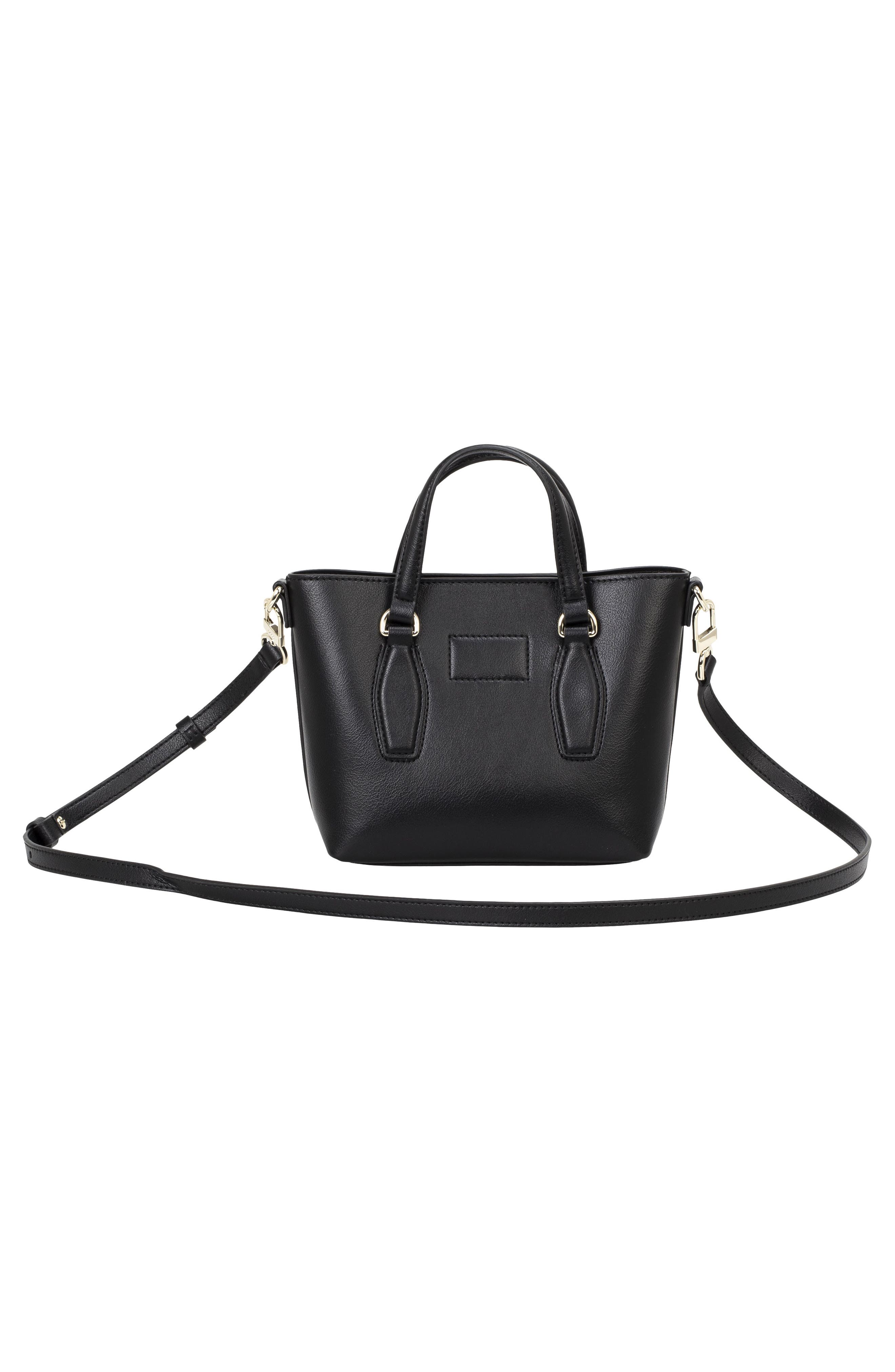 Sandy Mini Faux Leather Tote, Alternate, color, BLACK