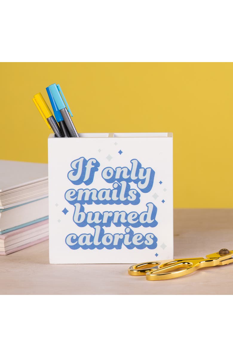 Totalee Gift Emails Burned Calories Desk Organizer Wood Blue, Alternate, color, Blue