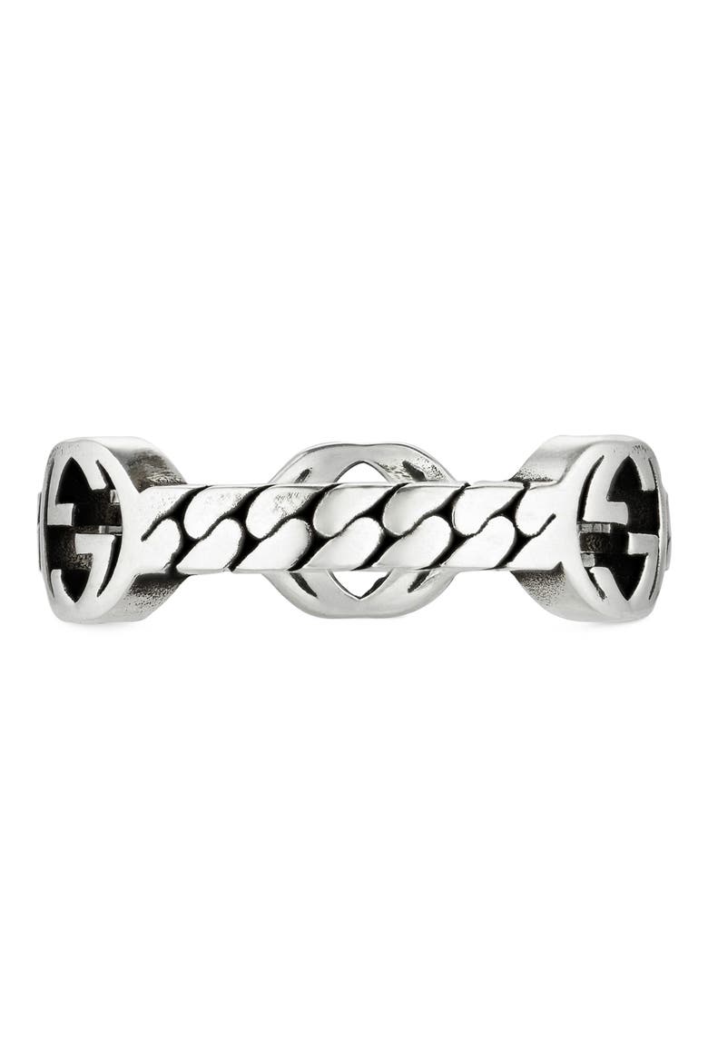 Interlocking-G Ring, Alternate, color, SILVER