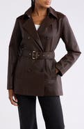 Michael Kors Faux Leather Double Breasted Trench Coat