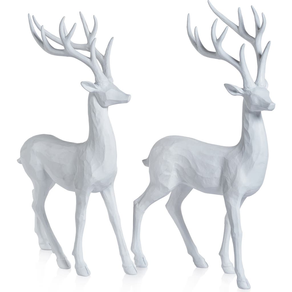 Zodax Poldi Set Of 2 Deer Figurines In White