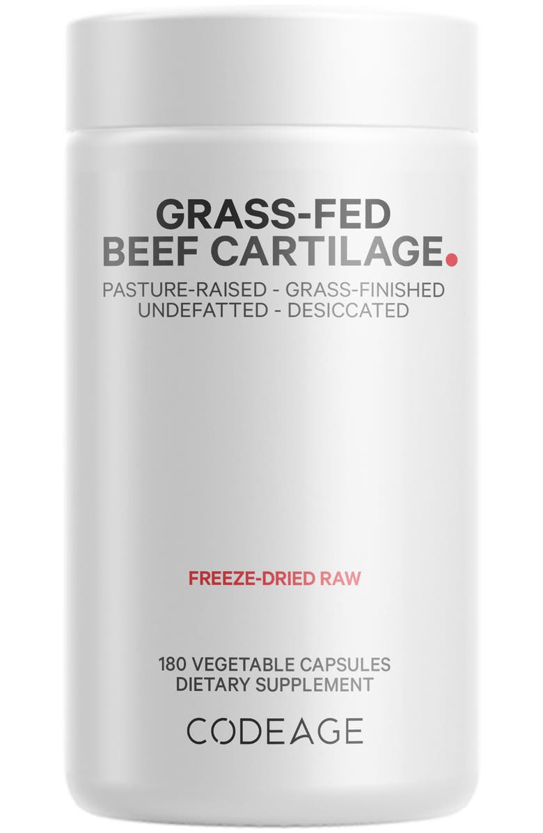 Codeage Grass-Fed Beef Cartilage + Liver Glandular Supplement, Main, color, White
