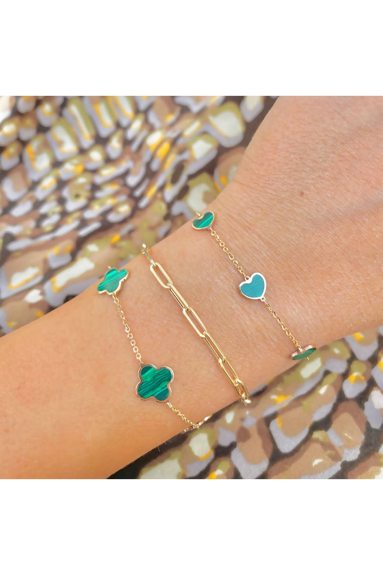 Small Malachite Clover Bracelet, Alternate, color, Malachite
