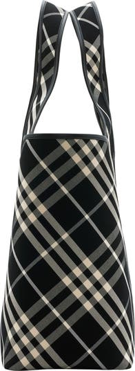 トートバッグ BURBERRY CHECK MEDIUM TOTE BAG IN TWILL Burberry Check Medium canvas tote bag in black - Burberry