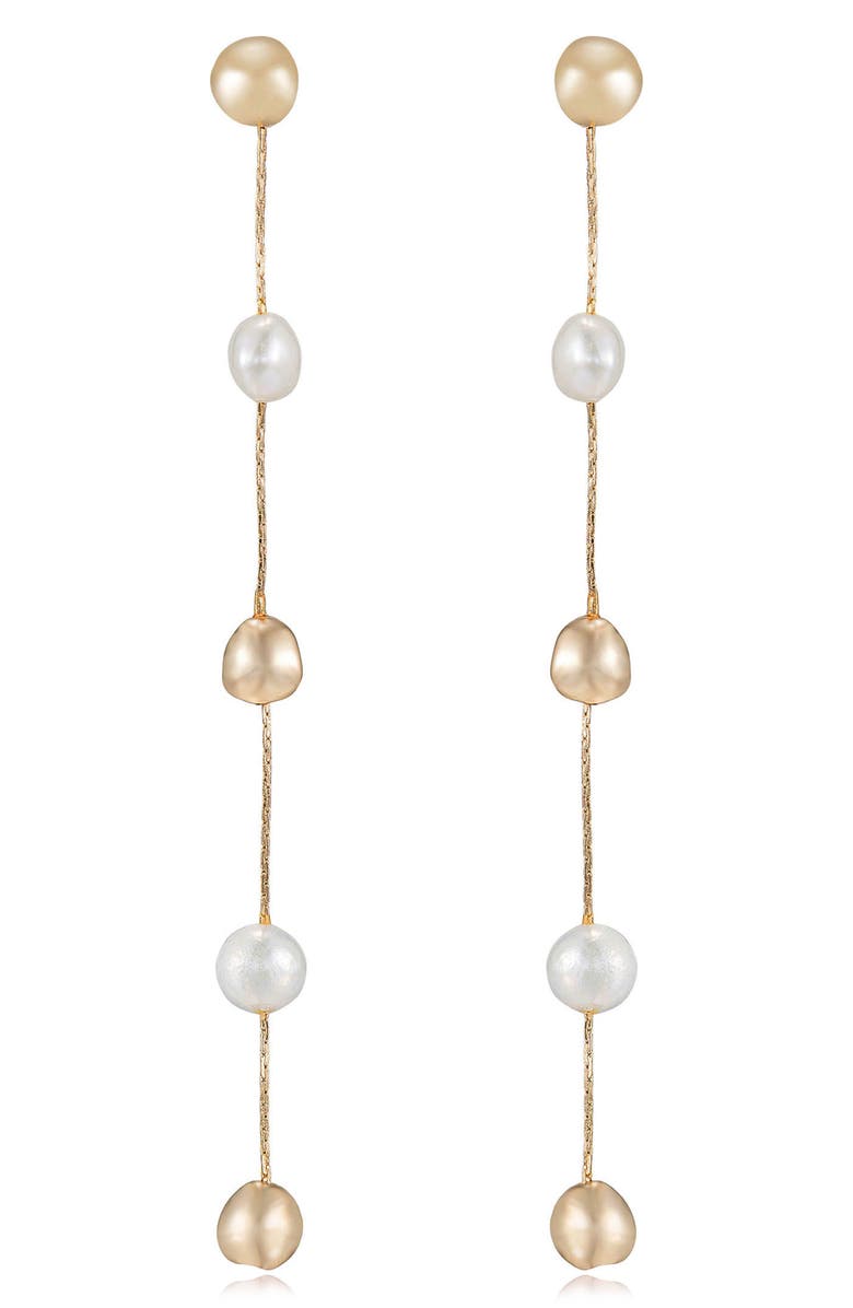 Ettika Cultured Freshwater Pearl Linear Drop Earrings, Alternate, color,