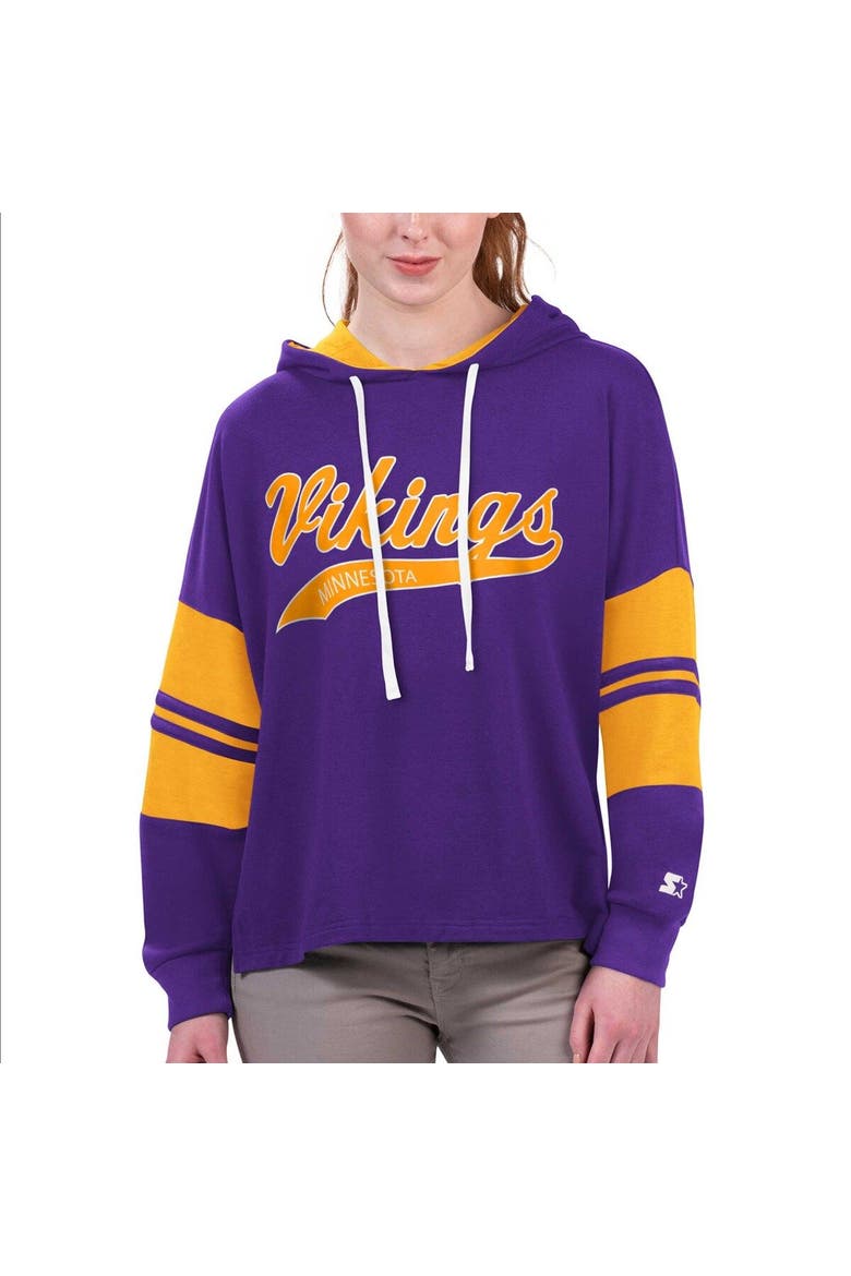 Women's Starter Purple Minnesota Vikings Bump And Run Long Sleeve Hoodie T-Shirt, Main, color, Purple