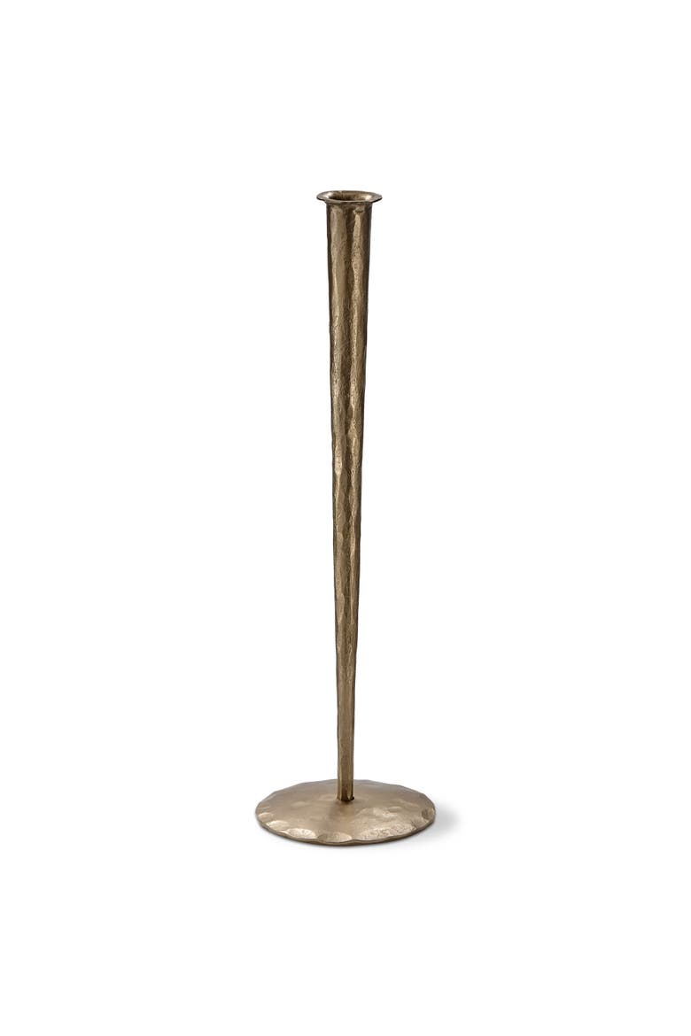 Ibiza Forged Tall Taper Candle Holder Antique Gold Iron, Main, color, Gold