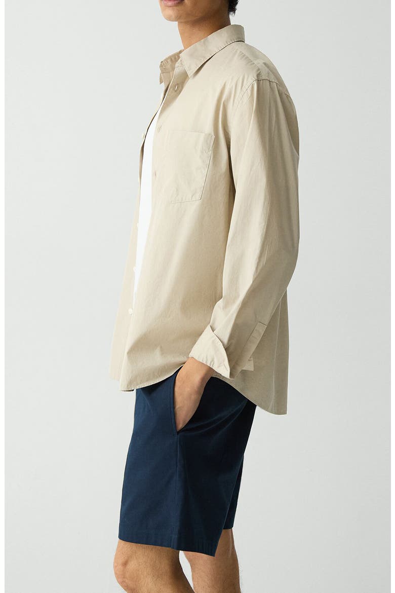 Weekend Solid Cotton Button-Up Shirt, Alternate, color, EARL GREY