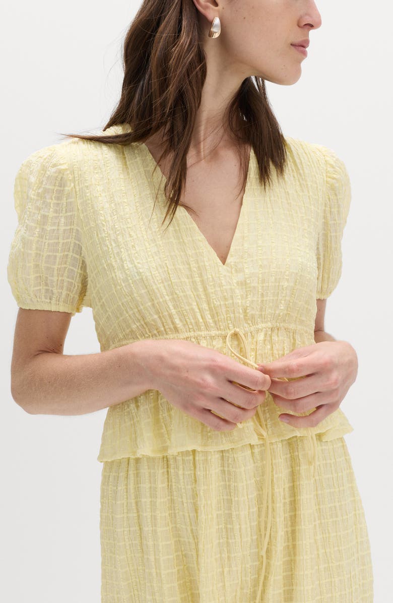 M&S Textured Tie Waist Dress, Alternate, color, Yellow