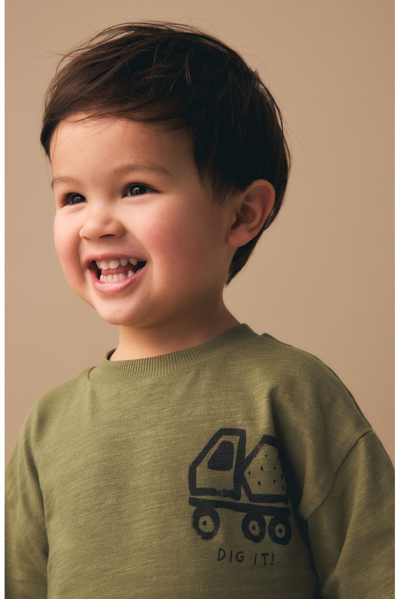 Kids' Digger Graphic T-Shirt & Shorts Set, Alternate, color, GREEN