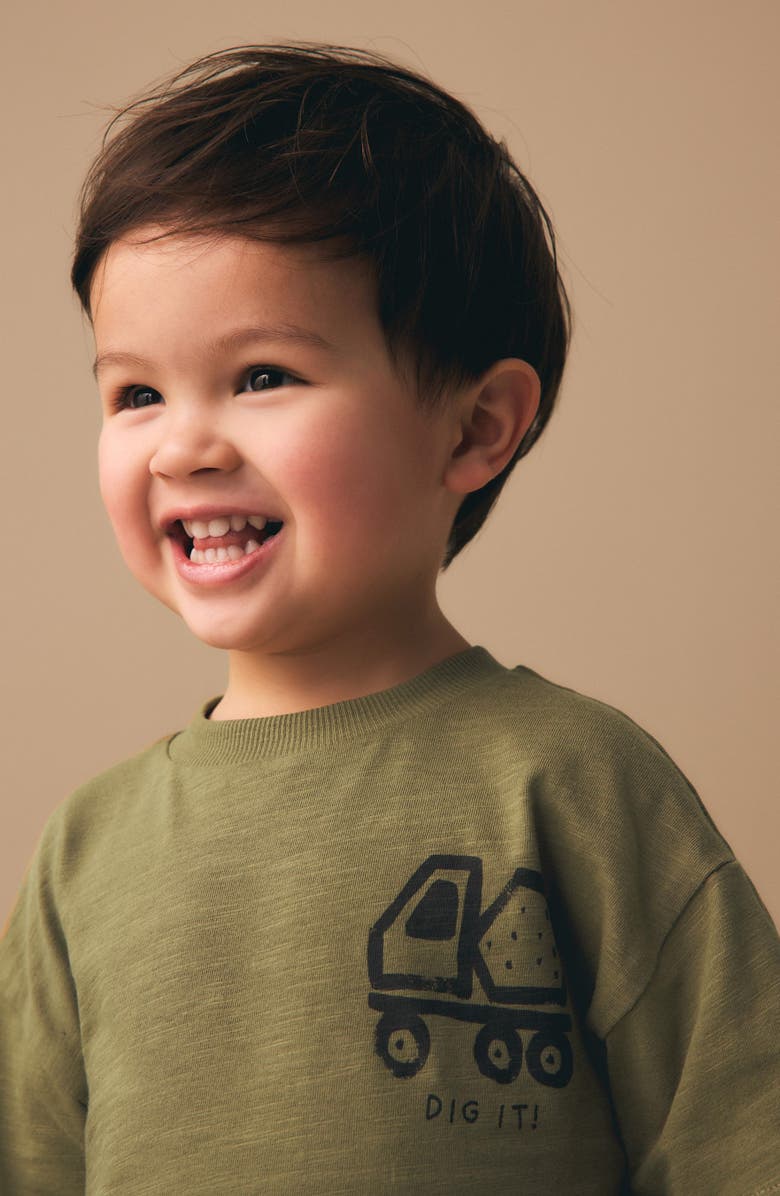 NEXT Kids' Digger Graphic T-Shirt & Shorts Set, Alternate, color, Green