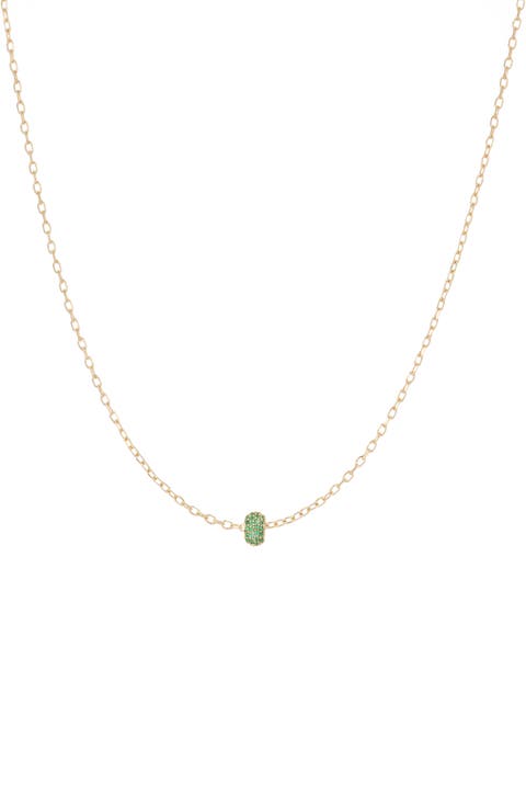 Bead Party Wide Pavé Emerald Necklace