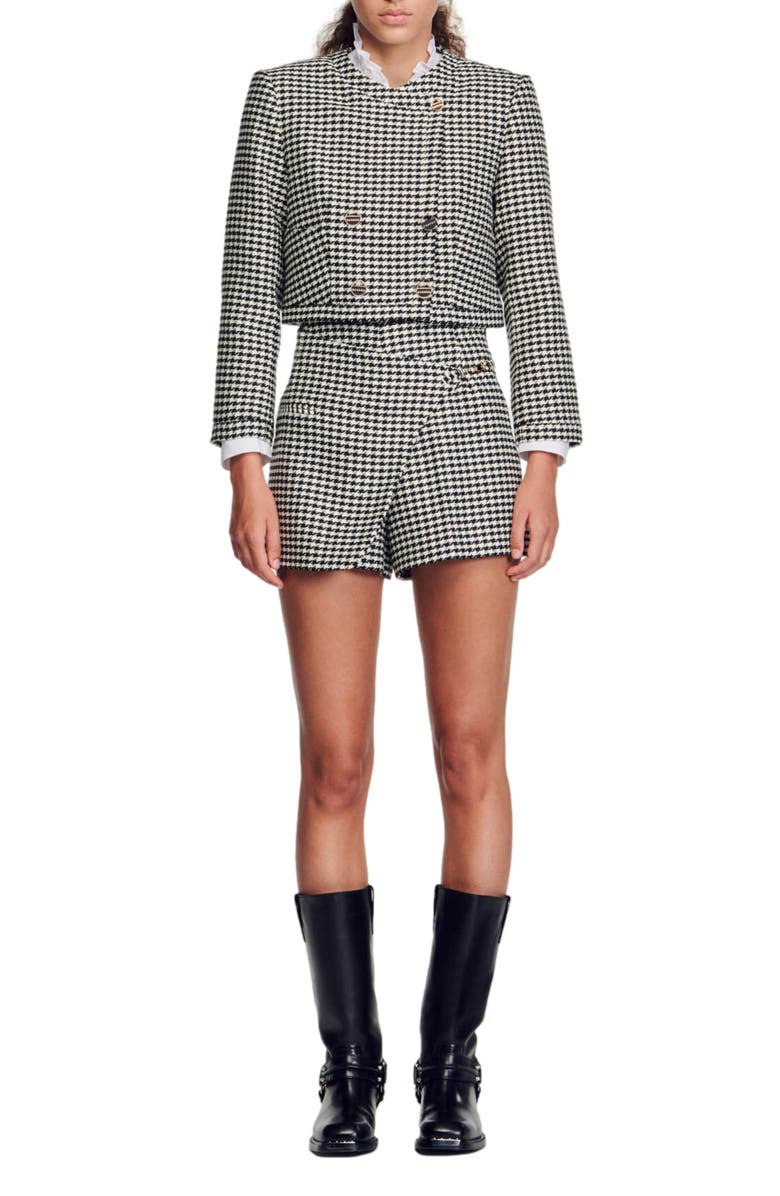 SANDRO Lounie Houndstooth Shorts, Alternate, color, 