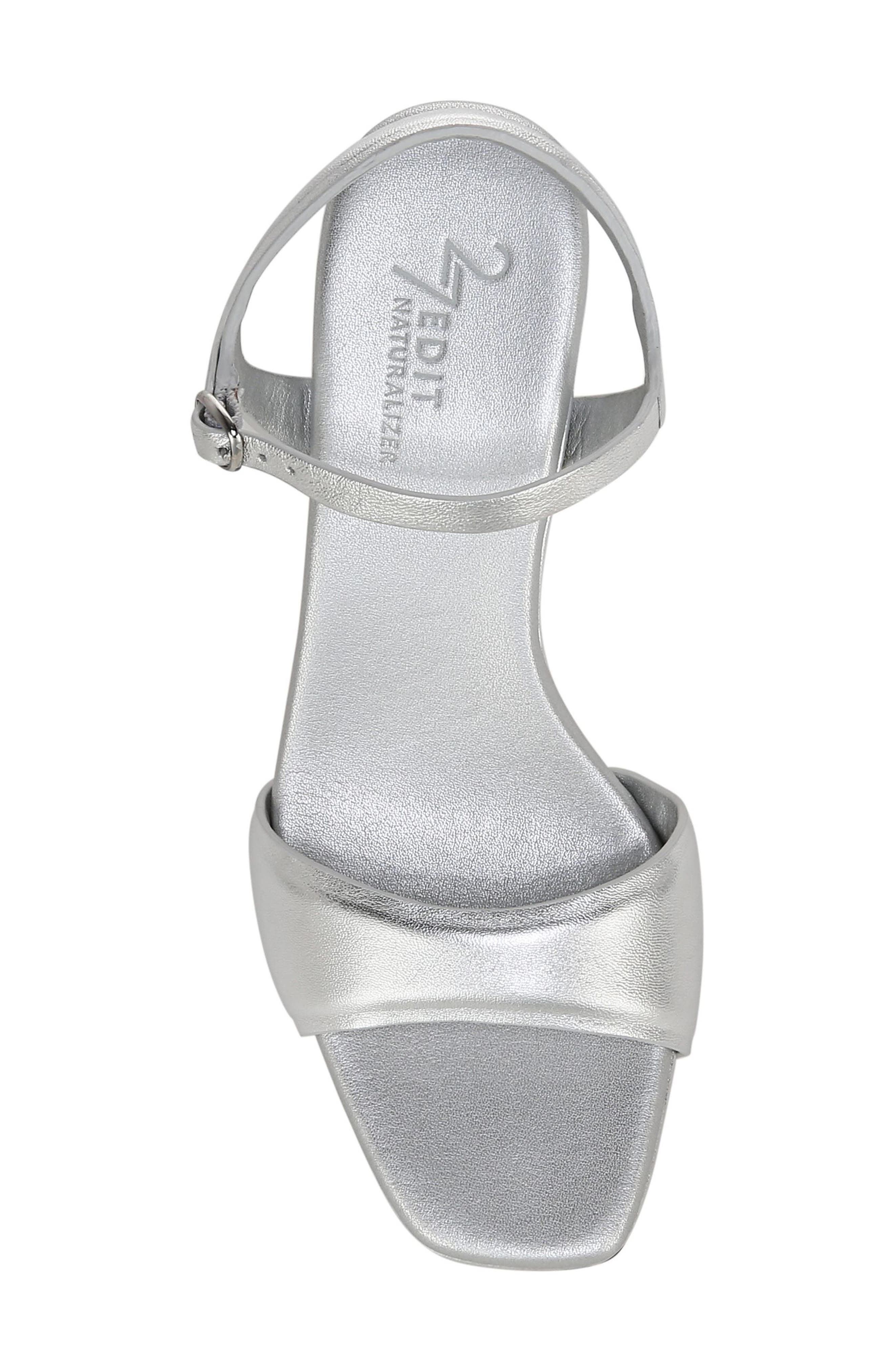 27 EDIT Naturalizer Grace Ankle Strap Sandal, Alternate, color, Silver Leather