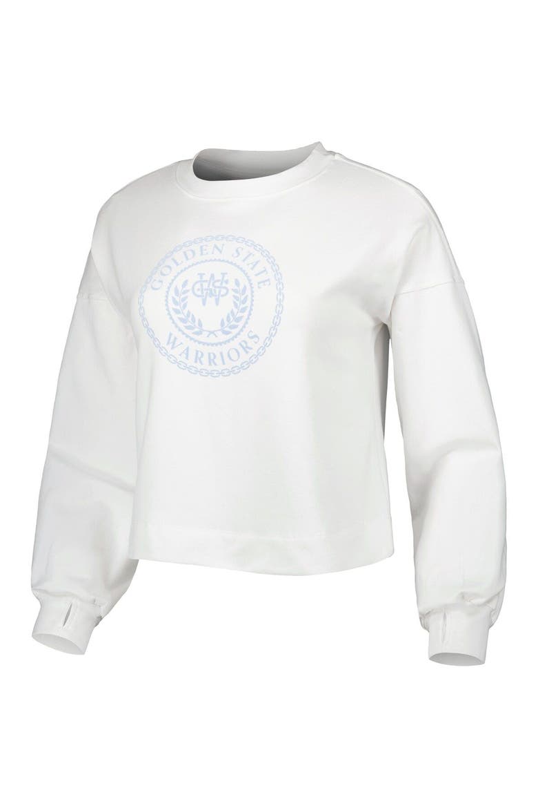 Women's Lusso White Golden State Warriors Lola Ball and Chain Pullover Sweatshirt, Alternate, color, White