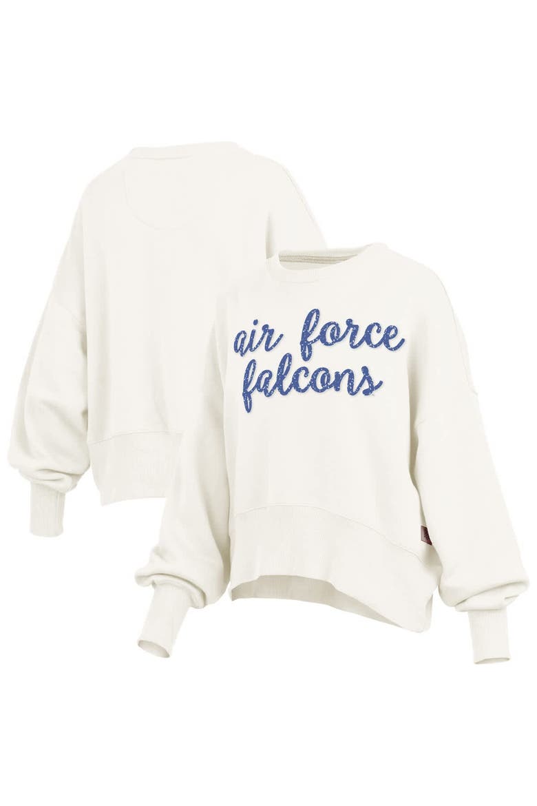 Women's Pressbox Cream Air Force Falcons Oversized Chelsea Waist Length Pullover Sweatshirt, Main, color, Cream