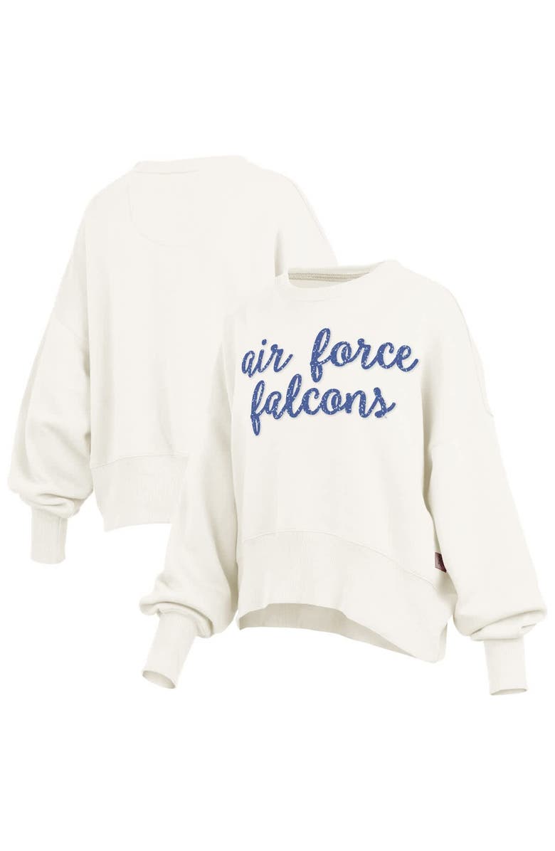 PRESSBOX Women's Pressbox Cream Air Force Falcons Oversized Chelsea Waist Length Pullover Sweatshirt, Main, color, Cream