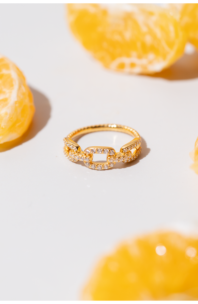 Zynnia Collective Studded Twist Chain Ring, Alternate, color, Gold