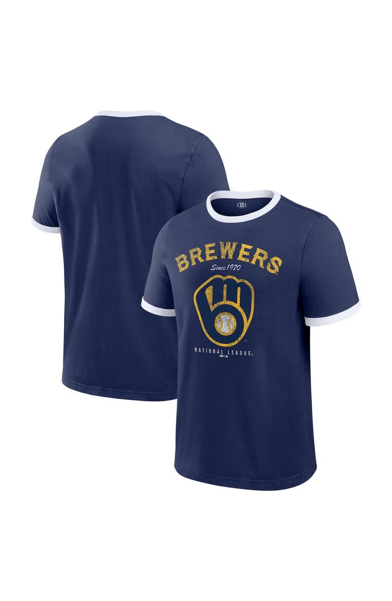 Darius Rucker Collection by Fanatics Men's Darius Rucker Collection by Fanatics Navy Milwaukee Brewers Washed Ringer T-Shirt, Alternate, color, Navy